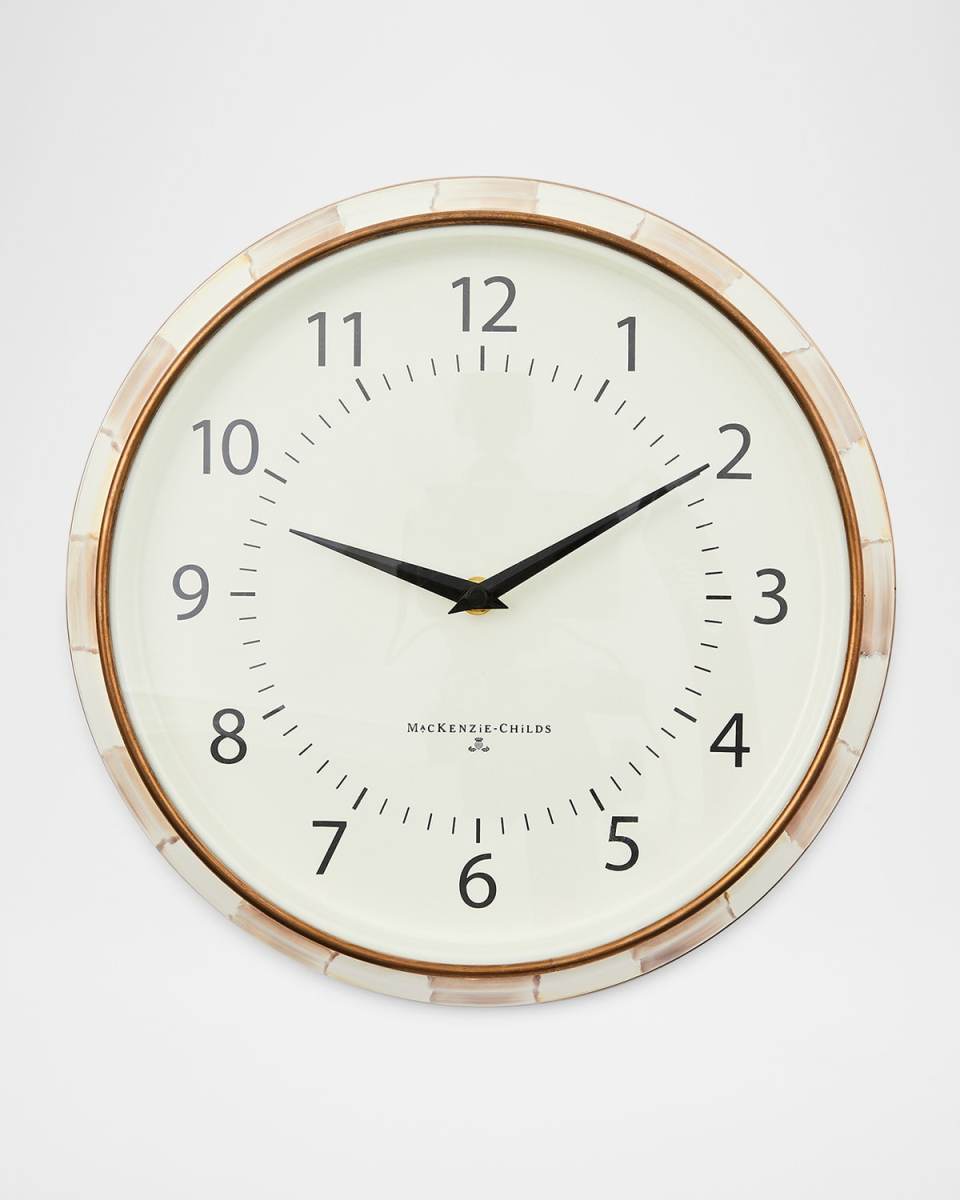 Mocha Check School Clock
